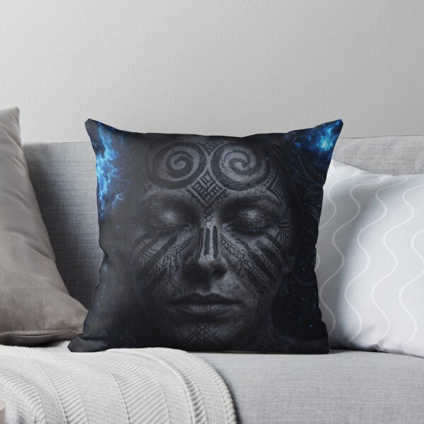Item preview, Blue Fire Tribal Shaman Spirit Portrait designed and sold by WitchyBotanicaArt.