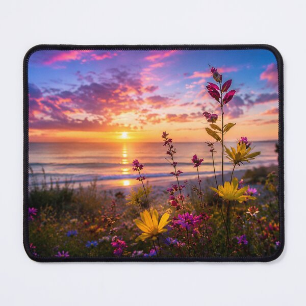 Item preview, Wildflower Meadow by the Ocean at Sunset – Vibrant Coastal Nature Landscape designed and sold by Wild Bloom Paws.