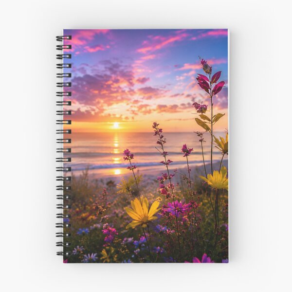 Item preview, Wildflower Meadow by the Ocean at Sunset – Vibrant Coastal Nature Landscape designed and sold by Wild Bloom Paws.