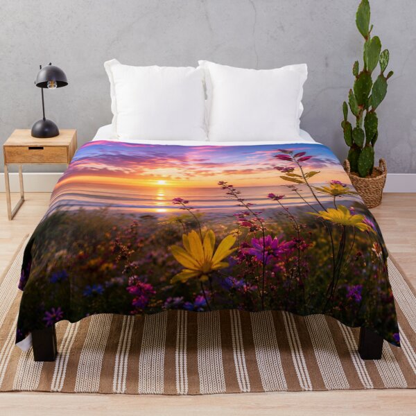 Item preview, Wildflower Meadow by the Ocean at Sunset – Vibrant Coastal Nature Landscape designed and sold by Wild Bloom Paws.