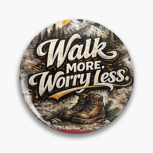 Item preview, Walk More Worry Less | Positive Typography Design designed and sold by VasiArtLab.
