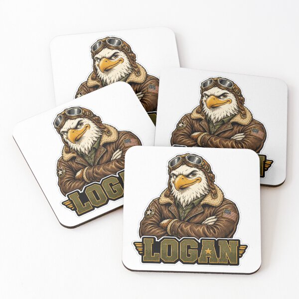 Item preview, Logan – Vintage Aviator Eagle Name Mascot Sticker designed and sold by AlexLineArt.