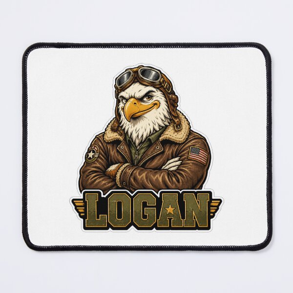 Item preview, Logan – Vintage Aviator Eagle Name Mascot Sticker designed and sold by AlexLineArt.