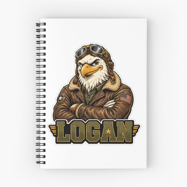 Item preview, Logan – Vintage Aviator Eagle Name Mascot Sticker designed and sold by AlexLineArt.