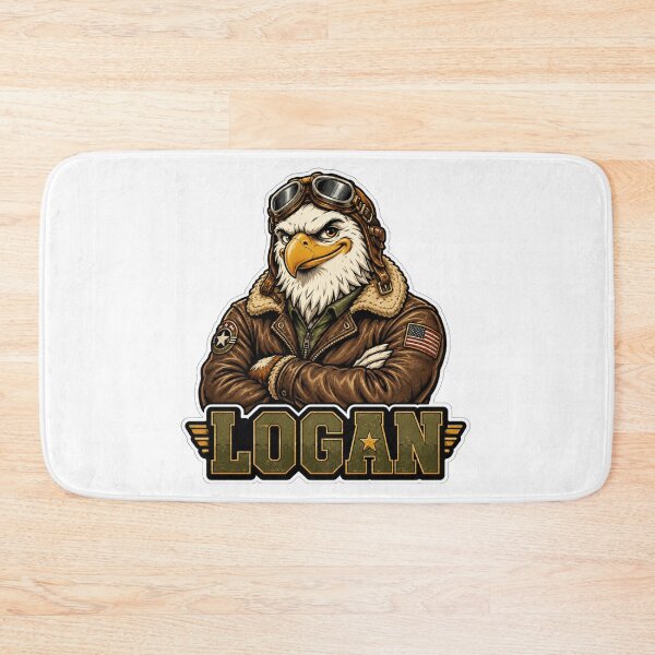 Item preview, Logan – Vintage Aviator Eagle Name Mascot Sticker designed and sold by AlexLineArt.