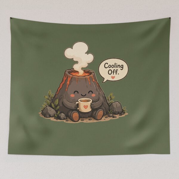 Item preview, Cooling Off Cute Volcano Geology Kawaii Science designed and sold by SimplePoDesign.