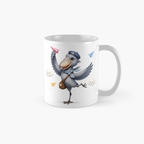 Item preview, Playful shoebill bird paper airplane adventure  designed and sold by QuirkNest Studio .