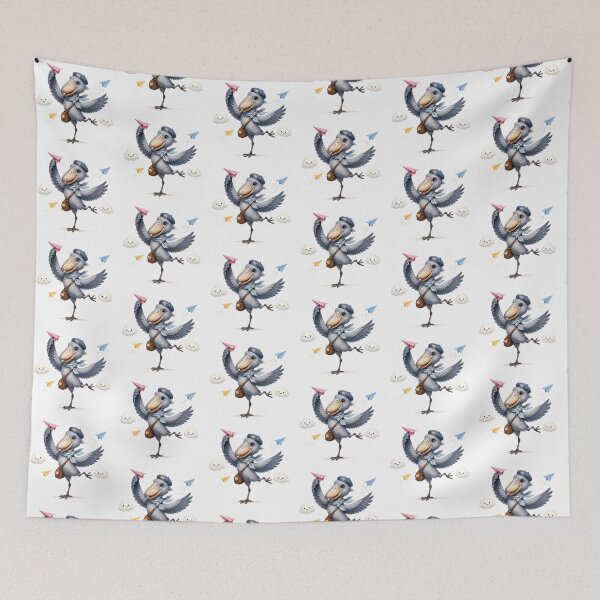 Item preview, Playful shoebill bird paper airplane adventure  designed and sold by QuirkNest Studio .
