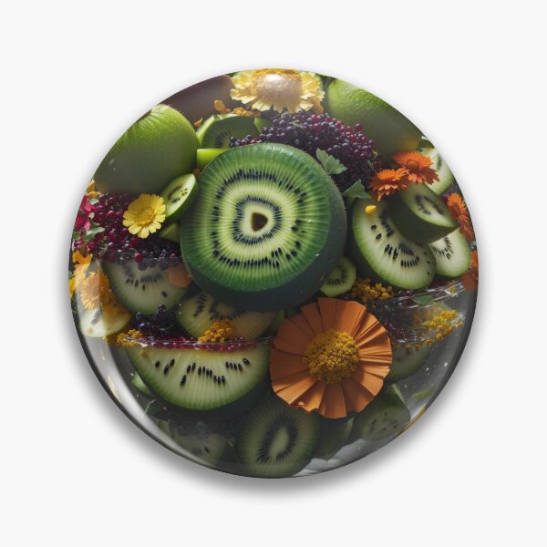 Item preview, Kiwi Fruit Floral Explosion Surreal Food Art Print designed and sold by GenArtHaven.