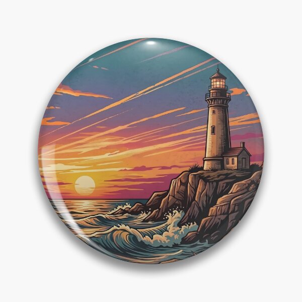 Item preview, Lighthouse at Sunset Coastal Landscape Illustration designed and sold by artscripts.