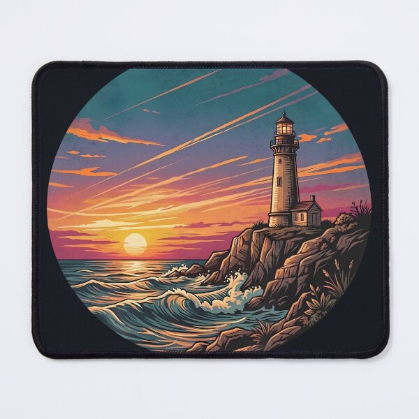 Item preview, Lighthouse at Sunset Coastal Landscape Illustration designed and sold by artscripts.