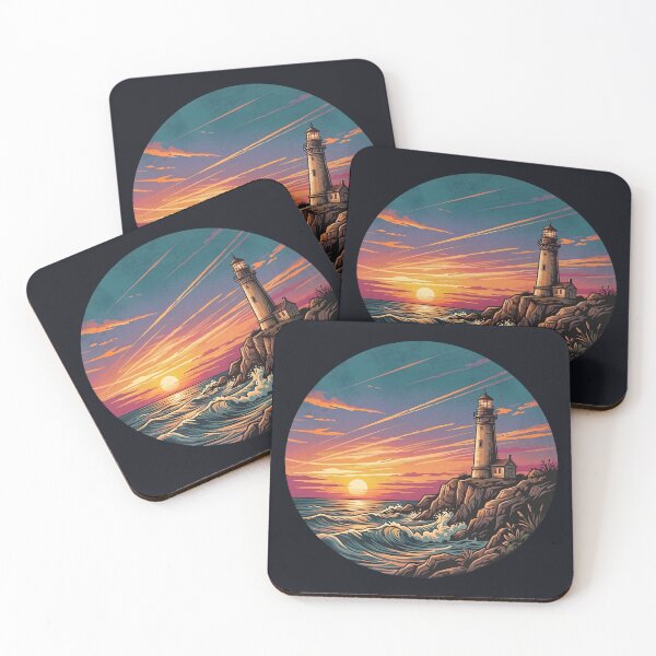 Item preview, Lighthouse at Sunset Coastal Landscape Illustration designed and sold by artscripts.