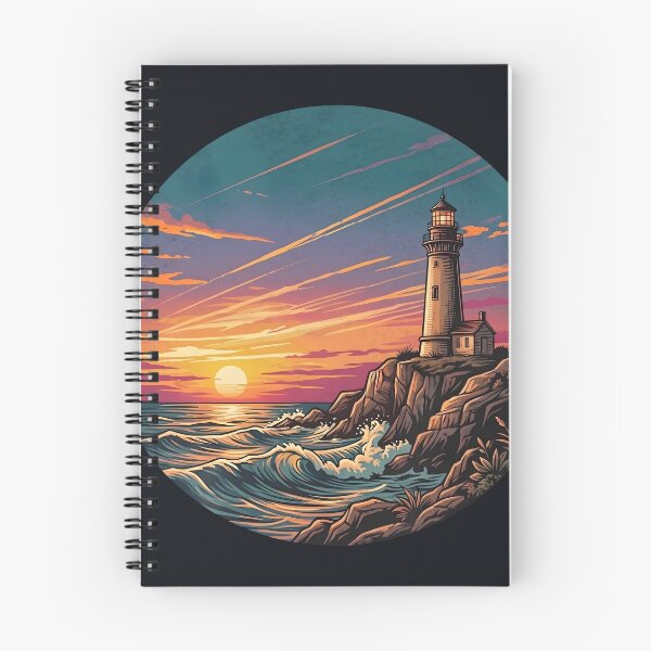 Item preview, Lighthouse at Sunset Coastal Landscape Illustration designed and sold by artscripts.