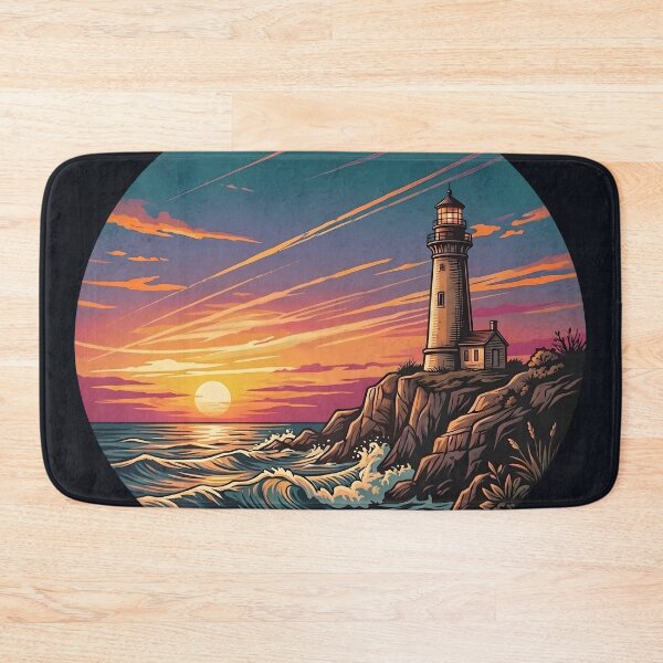 Item preview, Lighthouse at Sunset Coastal Landscape Illustration designed and sold by artscripts.