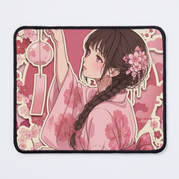 Item preview, Pink Yukata Lady - kawaii version designed and sold by Japanese Vibes.