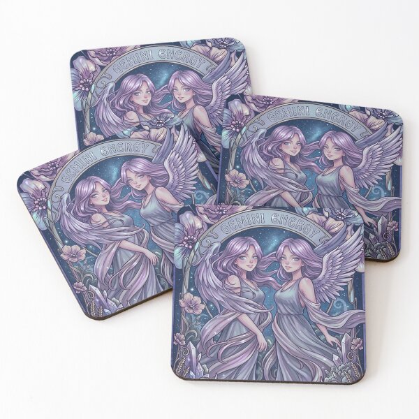 Item preview, Gemini Zodiac Twin Angels Anime Art | Gemini Energy Celestial Goddess | Dark Galaxy Astrology Illustration | Horoscope Constellation Wall Art | Gemini Birthday Gift | Fantasy Zodiac Decor designed and sold by RSDigitalPrintDesign.