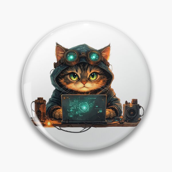 Item preview, Steampunk Cat Working On Laptop designed and sold by BetweenForms.
