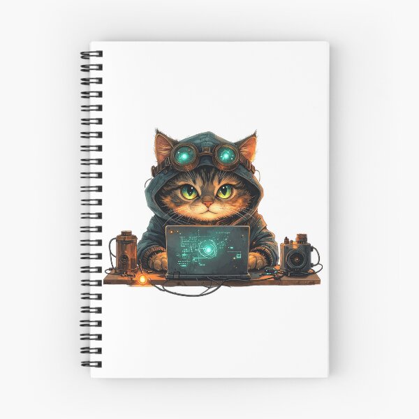 Item preview, Steampunk Cat Working On Laptop designed and sold by BetweenForms.