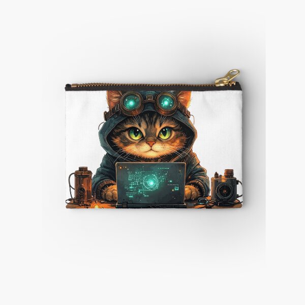 Item preview, Steampunk Cat Working On Laptop designed and sold by BetweenForms.