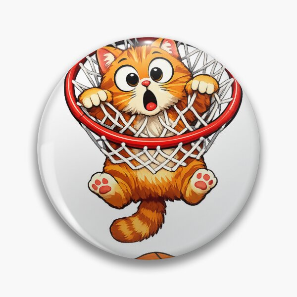 Item preview, Hang Time Cat – Funny Orange Basketball Dunk Cartoon designed and sold by SketchPalet.