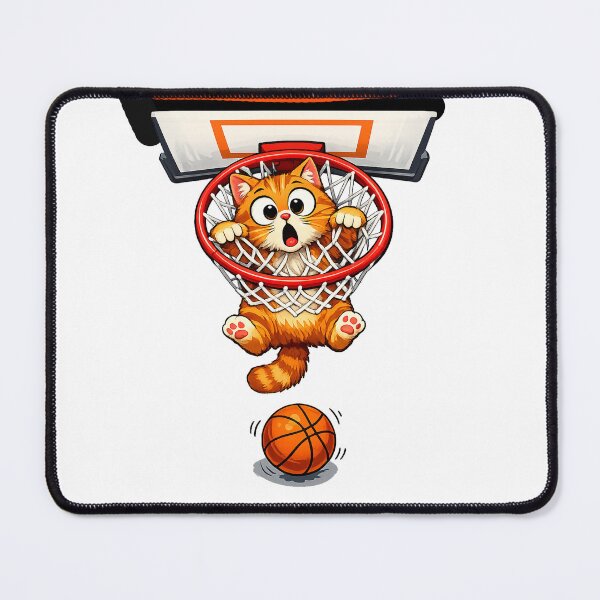 Item preview, Hang Time Cat – Funny Orange Basketball Dunk Cartoon designed and sold by SketchPalet.