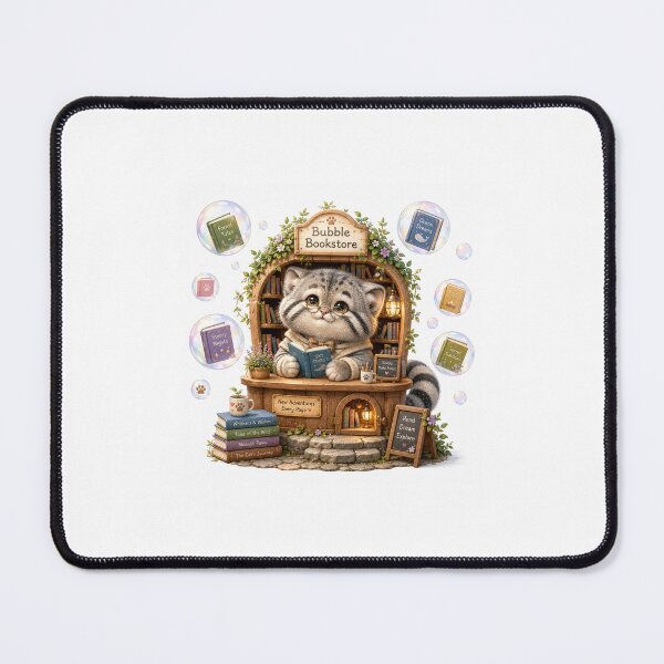 Item preview, Magical Pallas’s Cat Bubble Bookstore Illustration designed and sold by QuirkNest Studio .