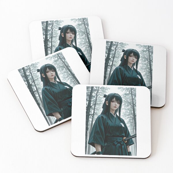 Item preview, Art - Young Samurai Woman, Serenity in the Misty Forest designed and sold by AnimeShin.