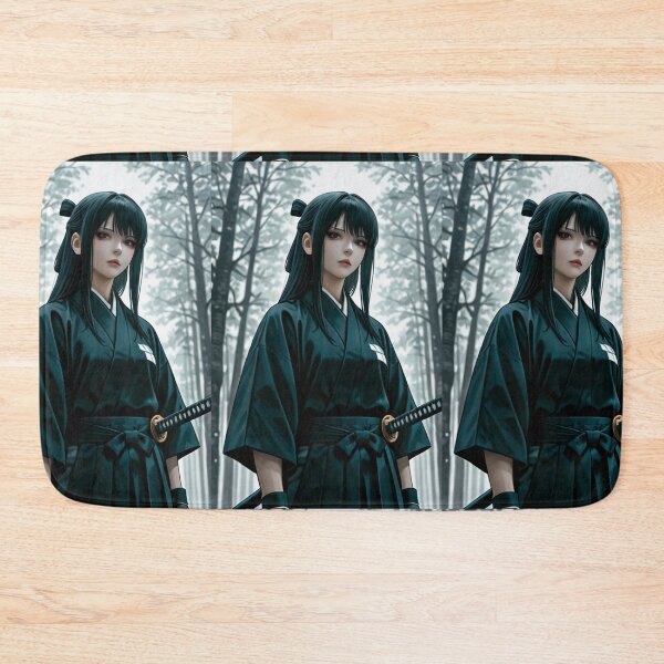 Item preview, Art - Young Samurai Woman, Serenity in the Misty Forest designed and sold by AnimeShin.
