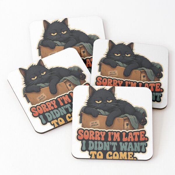 Item preview, Sorry Im Late I Didnt Want To Come Funny Introvert Black Cat designed and sold by Salwastore.