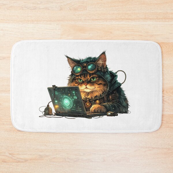 Item preview, Cozy Steampunk Cat Inventor Night Scene designed and sold by BetweenForms.