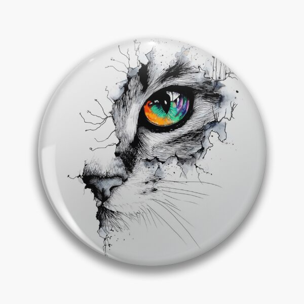 Item preview, Rainbow Cat Eye Ink Drawing designed and sold by Fayes4Art.