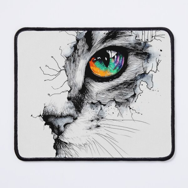 Item preview, Rainbow Cat Eye Ink Drawing designed and sold by Fayes4Art.