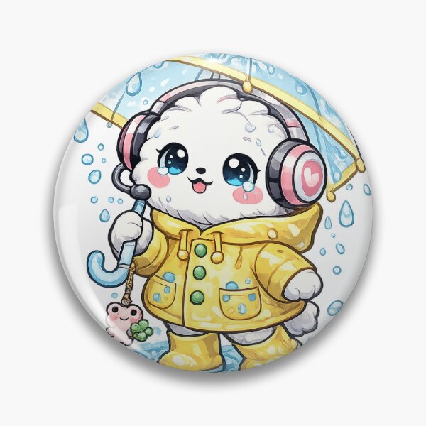 Item preview, Cute Rainy Day Headphone Puppy Kawaii Character designed and sold by ArtPrintPov.