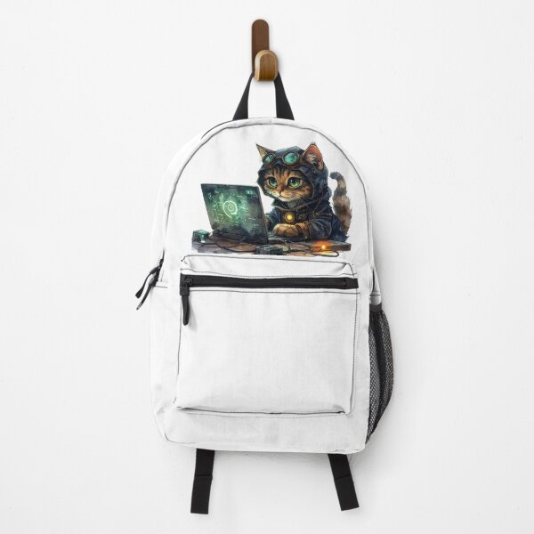 Item preview, Steampunk Cat Gamer With Glowing Laptop designed and sold by BetweenForms.
