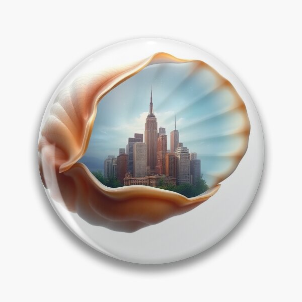 Item preview, A Cityscape Inside A Translucent Seashell Surreal designed and sold by QuirkThreadsCo.
