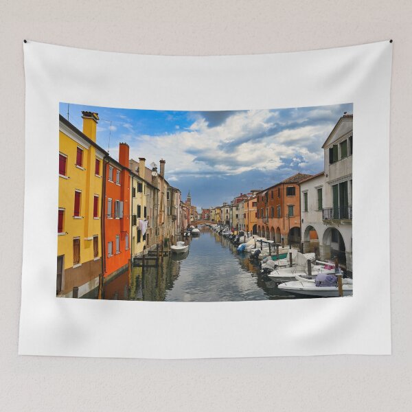 Item preview, Small boats floating in calm water in town of Chioggia, Venetian Lagoon, Veneto, Italy. designed and sold by goceris.