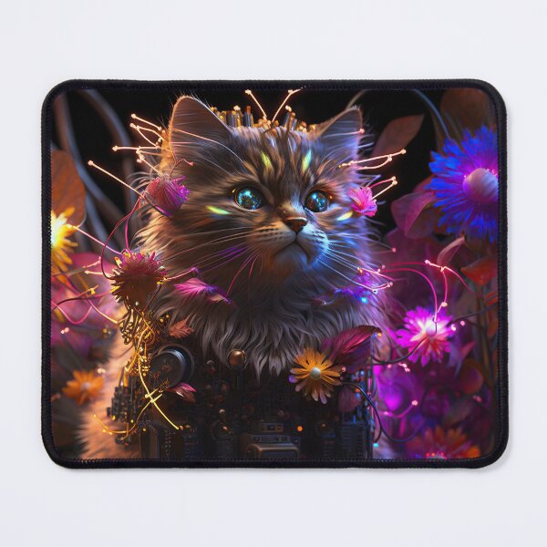Item preview, Synthwave Cybernetic Cat Digital Art designed and sold by Sebastian Widła.