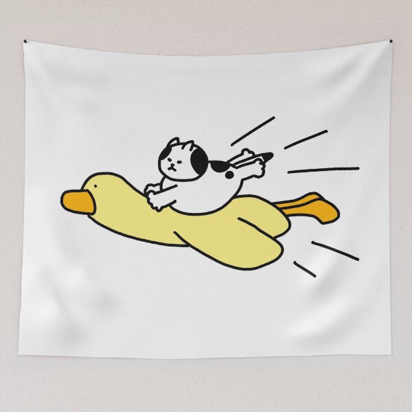 Item preview, a Cat flying on the duck designed and sold by superbaechoo.