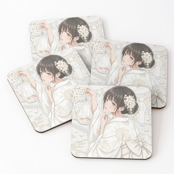 Item preview, White Yukata Lady - kawaii version designed and sold by Japanese Vibes.