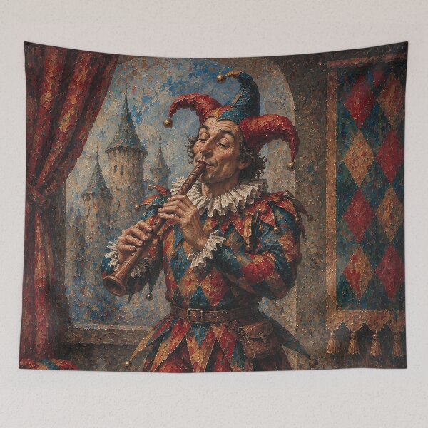 Item preview, Court Jester playing the flute painting. designed and sold by GalleryKauffeld.