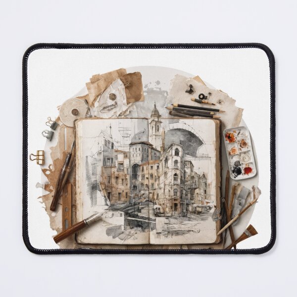 Item preview, T-Shirt - Sticker - European Cityscape: Sketch & Wash designed and sold by ForeverPrintsOK.