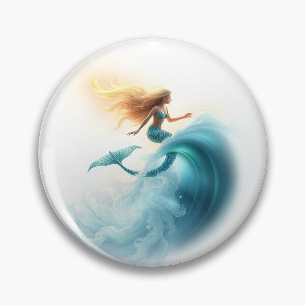 Item preview, A Mermaid Riding A Wave Of Glowing, Ethereal Energ designed and sold by QuirkThreadsCo.