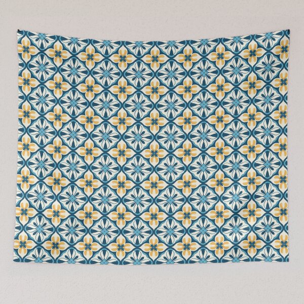Item preview, Navy & Marigold Flame Trellis Seamless Tile Pattern designed and sold by DigitaICraft.