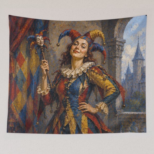 Item preview, Female Court Jester painting. designed and sold by GalleryKauffeld.