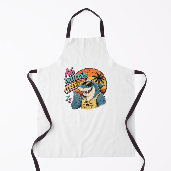 Item preview, No Worries Mate Funny Shark Retro Aussie Beach Sunset Vintage designed and sold by Yellowriversss.