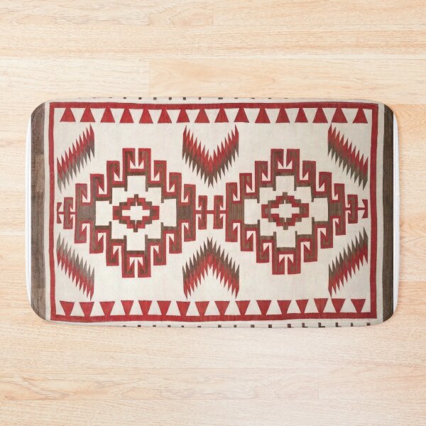 Item preview, NAVAJO 1920s TAPESTRY RESTORATOIN ORIGINAL RED & IVORY - RARE COLORS FOR NAVAJO ART! rotated designed and sold by Big Bang Canvas.