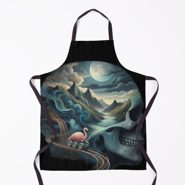 Item preview, Flamingo Rollercoaster Inside Skull Surreal Landscape Art designed and sold by LujziWorld.