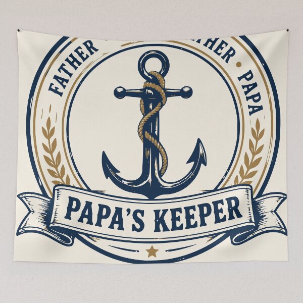 Item preview, Papa's Keeper Father Grandfather Papa Fishing Anchor Badge T-Shirt designed and sold by TeeVerse27.