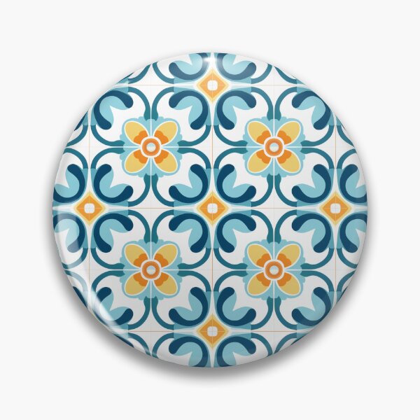 Item preview, Teal & Marigold Scrollwork Floral Seamless Tile Pattern designed and sold by DigitaICraft.