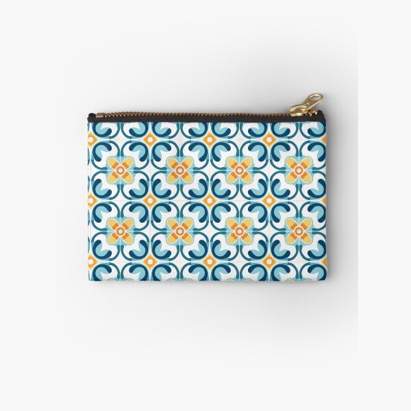 Item preview, Teal & Marigold Scrollwork Floral Seamless Tile Pattern designed and sold by DigitaICraft.